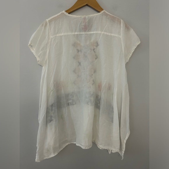 Johnny Was Colorful Embroidered Flowy White Top - Picture 2 of 6